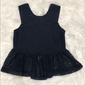 𝅺kendall & Kylie Navy Eyelet Peplum Blouse Sz S